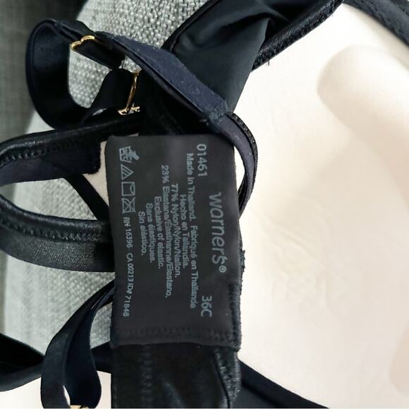 Warners 461 Womens Black Lightly Lined Underwire Convertible Lift Bra Size 36C - Picture 3 of 3